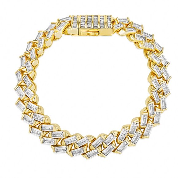 10 MM Bezel Set Baguette Bracelet - Picture 1 of 1